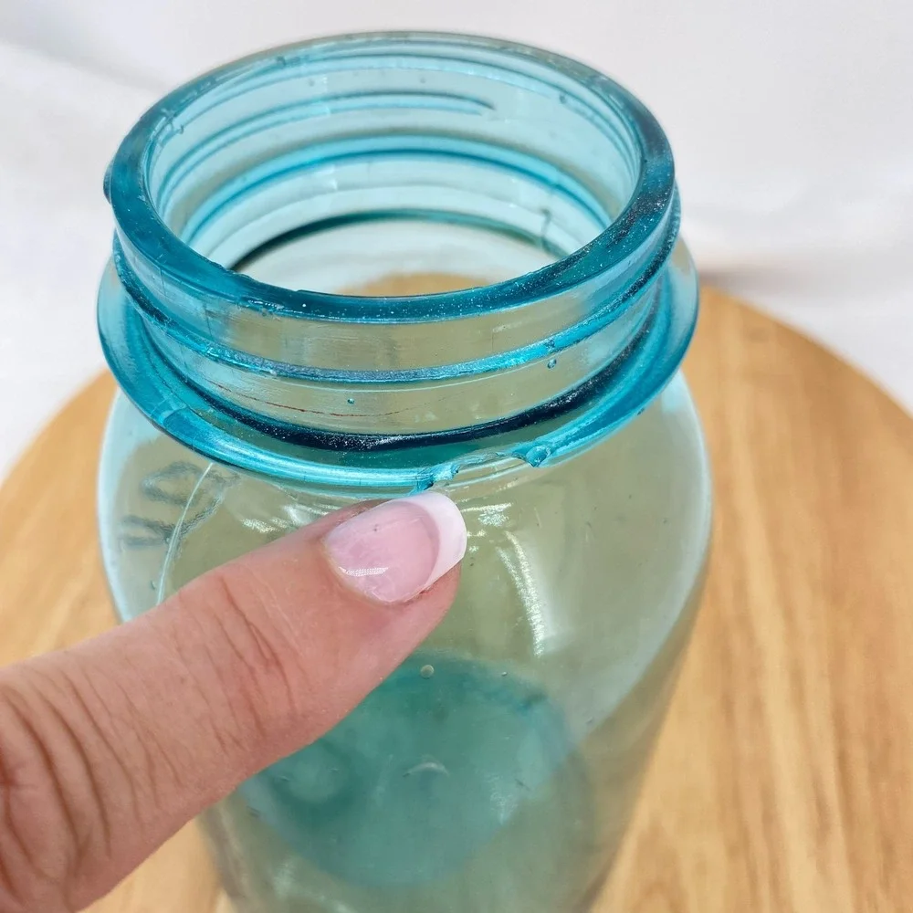 Ball Blue Aqua Mason Quart Jar with Zinc Lid Perfect Mason Vintage USA Blue